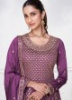 Purple Sequins Embroidered Silk Salwar Suit